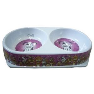 Μπωλ μελαμίνης φαγητού/νερού για σκύλο & γάτα διπλό BOWLS 2*450ml (2237 -B)