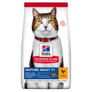 Ξηρά τροφή για ηλικιωμένες γάτες HILL'S SP FELINE Mature Adult Chicken 1,5kg