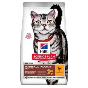 Ξηρά τροφή για ενήλικες γάτες HILL'S SP FELINE Adult Hairball&Indoor Chicken 1,5kg