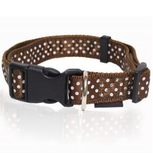 Περιλαίμιο σκύλου Ιμάντας DOTS LINE COLLAR καφέ