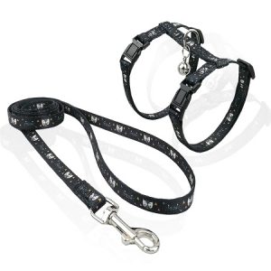Σετ σαμαράκι και οδηγός γάτας CAT HARNESS & LEASH MEOW medium μαύρο