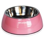 Μπωλ μελαμίνης φαγητού νερού για σκύλο DELUXE DUAL BOWL PINK 350-450ml
