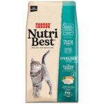 Ξηρά τροφή για ενήλικες στειρωμένες γάτες NUTRIBEST Cat Adult Sterilised Salmon & Rice Premium 2kg