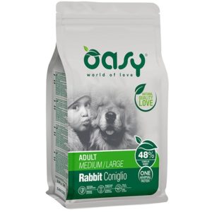 Ξηρά τροφή για ενήλικους μεσαίου μεγέθους και μεγαλόσωμους σκύλους , μονοπρωτεινική OASY OAP ADULT medium/large rabbit 12kgr