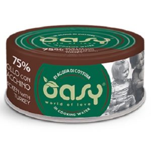 Κονσέρβα για ενήλικη γάτα OASY MORE LOVE ADULT κοτόπουλο-γαλοπούλα 70gr (24τεμάχια)