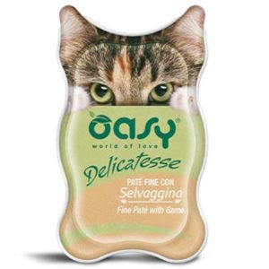 Κονσέρβα για ενήλικη γάτα OASY DELICATESSE PATE ADULT κυνήγι 85gr (18 τεμάχια)