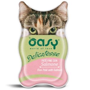 Κονσέρβα για ενήλικη γάτα OASY DELICATESSE PATE ADULT σολομός 85gr (18 τεμάχια)