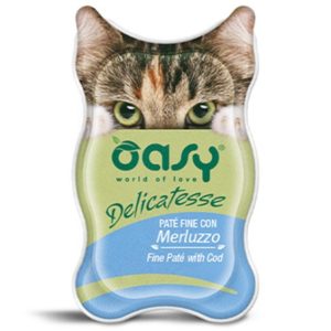 Κονσέρβα για ενήλικη γάτα OASY DELICATESSE PATE ADULT μπακαλιάρος 85gr (18 τεμάχια)