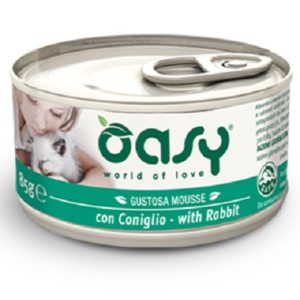 Κονσέρβα για ενήλικη γάτα OASY MOUSSE ADULT κουνέλι 85gr (18 τεμάχια)