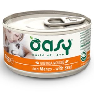 Κονσέρβα για ενήλικη γάτα OASY MOUSSE ADULT βοδινό 85gr (18 τεμάχια)
