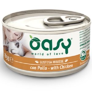 Κονσέρβα για ενήλικη γάτα OASY MOUSSE ADULT κοτόπουλο 85gr (18 τεμάχια)