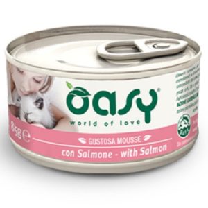 Κονσέρβα για ενήλικη γάτα OASY MOUSSE ADULT σολομός 85gr (18 τεμάχια)