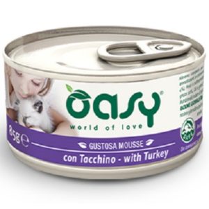Κονσέρβα για ενήλικη γάτα OASY MOUSSE ADULT γαλοπούλα 85gr (18 τεμάχια)