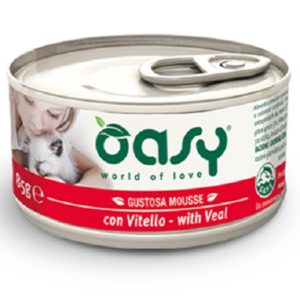 Κονσέρβα για ενήλικη γάτα OASY MOUSSE ADULT μοσχάρι 85gr (18 τεμάχια)