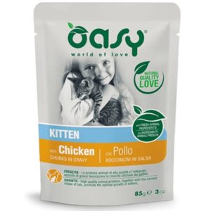 Τροφή γάτας φακελάκι OASY KITTEN chicken 85gr συσκευασία 12 τεμαχίων