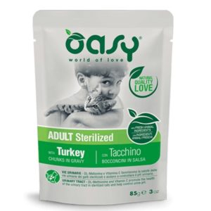 Τροφή γάτας φακελάκι OASY ADULT STERILISED turkey 85gr συσκευασία 12 τεμαχίων