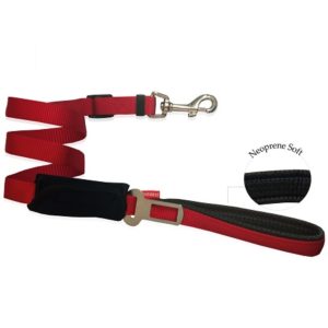 Οδηγός - ζώνη ασφαλείας σκύλου ιμάντας 2 in 1 SEAT BELT & LEASH RED