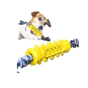 Οδοντικό παιχνίδι με σχοινί για μικρόσωμους σκύλους Soft Jagged Pet Tooth Toy with Rope κίτρινο