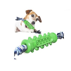 Οδοντικό παιχνίδι με σχοινί για μικρόσωμους σκύλους Soft Jagged Pet Tooth Toy with Rope πράσινο