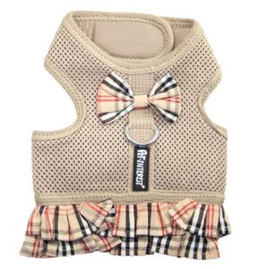Σαμαράκι-Ρούχο σκύλου PLAID MESH HARNESS with SKIRT extra large εκρού καρώ