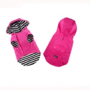 Ρούχο σκύλου αδιάβροχο RAINCOAT W STRIPE LINING RASPBERRY PINK