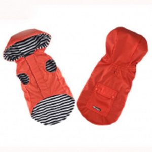 Ρούχο σκύλου αδιάβροχο RAINCOAT W STRIPE LINING RED