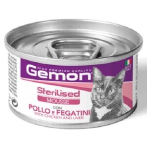 Κονσέρβα γάτας Gemon Cat Mousse Sterilised Κοτόπουλο & Συκώτι 85gr