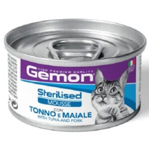 Κονσέρβα γάτας Gemon Cat Mousse Sterilised Τόνος & Χοιρινό 85gr