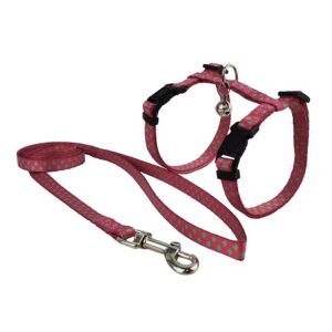 Σετ σαμαράκι και οδηγός γάτας CAT HARNESS WITH LEASH PLAID FUCHSIA MEDIUM