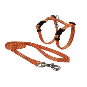 Σετ σαμαράκι και οδηγός γάτας CAT HARNESS WITH LEASH PLAID ORANGE MEDIUM